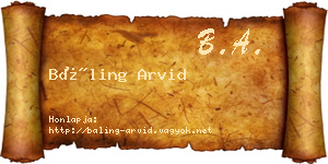 Báling Arvid névjegykártya